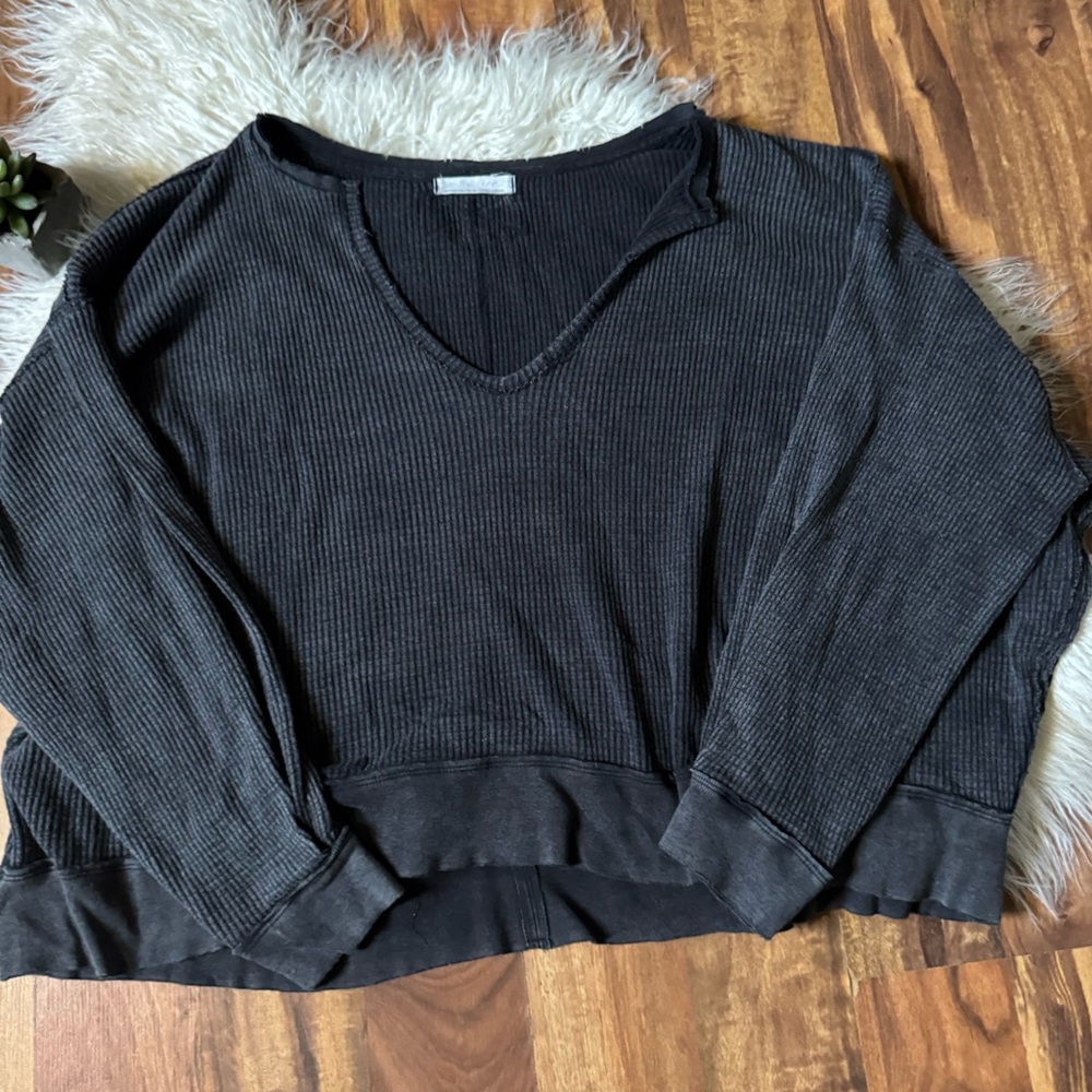 Free People Black V-Neck Sweater